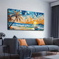 Sailboat And Wave Watercolor Wall Art Canvas Office Home Room Framed 120x60cm