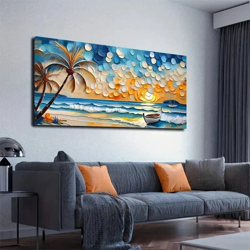 Sailboat And Wave Watercolor Wall Art Canvas Office Home Room Framed 120x60cm