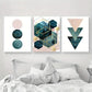 3pcs Teal Shapes Abstract Design Metal Print Ready to Hang Art