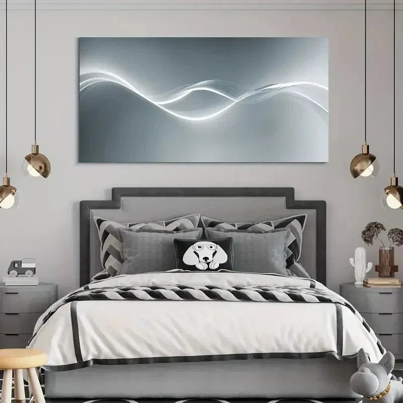 Classic Luxury Line Decor Wall Art Canvas Office Home Room Framed 80x45cm