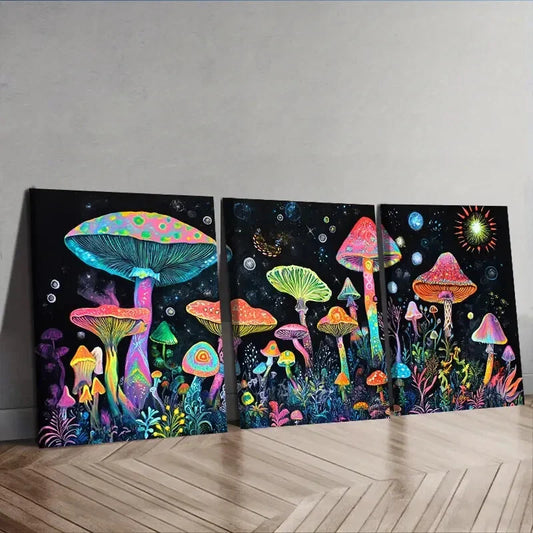 3pcs  Luxurious Mushroom Garden Wall Art Set Canvas Framed 40x60cm - High Quality Print 100% Australian Made Wall Canvas Ready to Hang