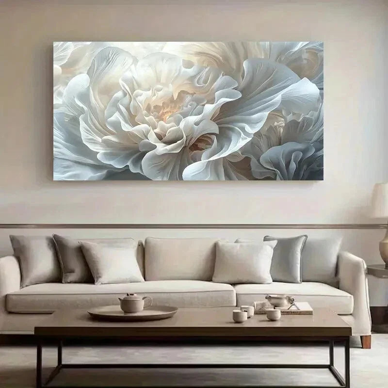 White Chrysanthemum Flower wall canvas office home room framed 120x60cm