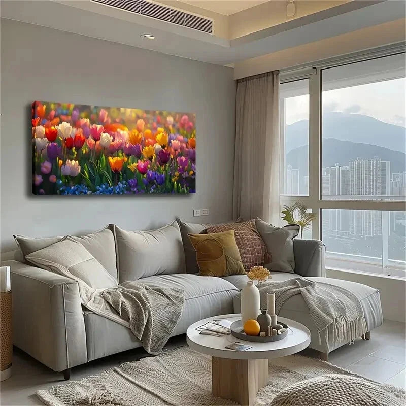 A Colorful Tulip Sea Creative Wall Art Canvas Office Home Room Framed 120x60cm