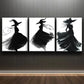 3pcs Abstract Charming Figures Dancing Black Metal Print Ready to Hang Art