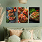 3pcs Toasted Bread Slices with Tomato And Basil Metal Print Ready to Hang Art
