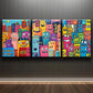 3pcs Abstract Cartoon Faces Colourful Metal Print Ready to Hang Art