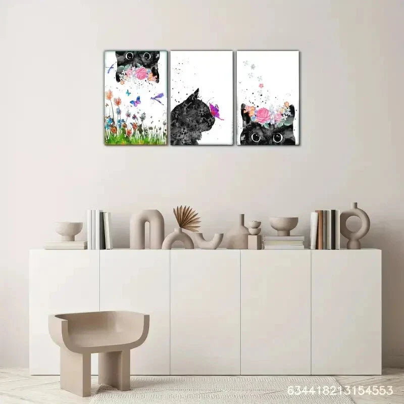 3pcs Plant and Animal Decoration Poster Animal Metal Print Ready to Hang Art
