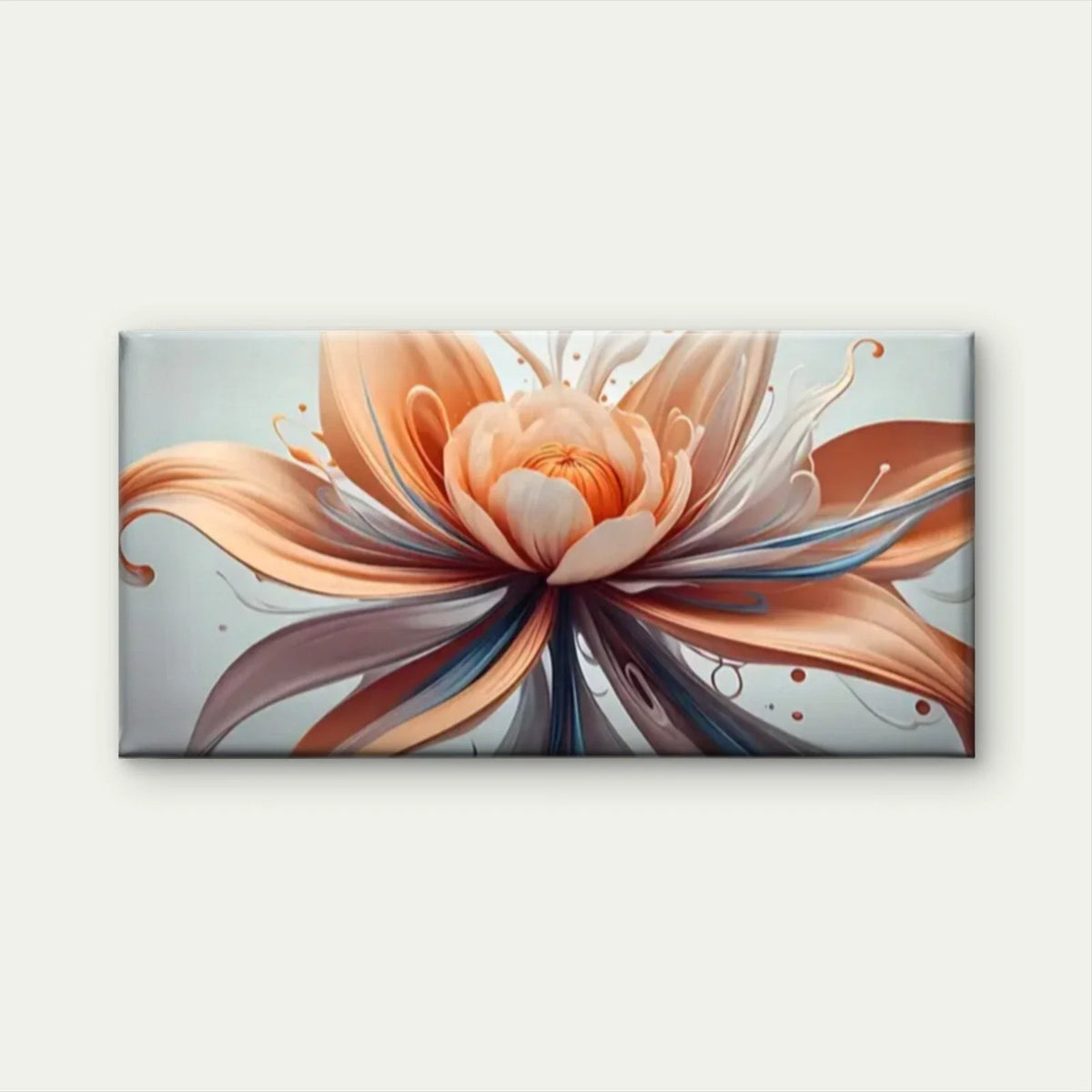 Blue & Orange Swirls Vibrant Wall Art Canvas Office Home Room Framed 80x45cm