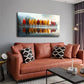 A Row Of Tree Leaves Show Red Wall Art Canvas Office Home Room Framed 120x60cm