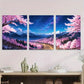 3pcs Starry Night Sky & Blooming Sakura Trees Metal Print Ready to Hang Art