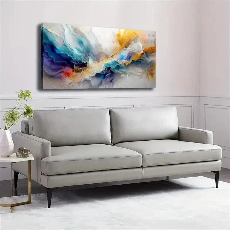 Abstract Fluid White Perfect Wall Art Canvas Office Home Room Framed 120x60cm