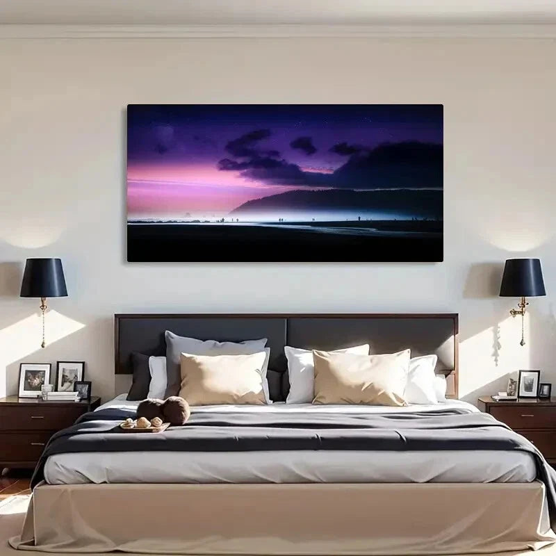 Seaside Dreamy Beach Evening Wall Art Canvas Office Home Room Framed 120x60cm