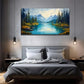 Pine Tree Lake Suitable Wall Art Canvas Office Home Room Framed 120x60cm
