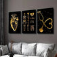 3pcs Golden Decorative Paintings with Stethoscope Wall Art Set Canvas Framed 40x60cm - High Quality Print 100% Australian Made Wall Canvas Ready to Hang
