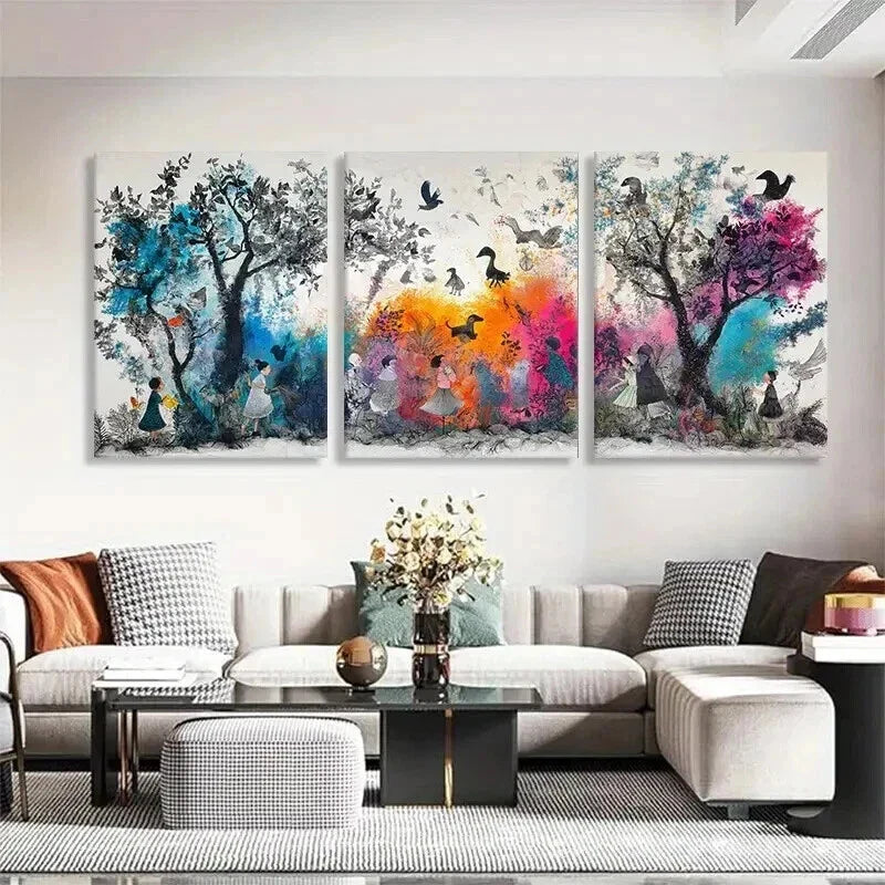 3pcs Colorful Nature Fantasy Dreamscape Perfect Wall Art Set Canvas Framed 40x60cm - High Quality Print 100% Australian Made Wall Canvas Ready to Hang