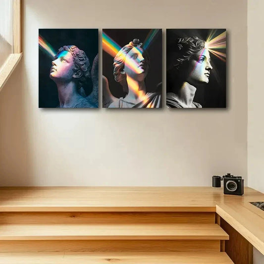 3pcs Vibrant Rainbow & Sunlight Effects Design Metal Print Ready to Hang Art