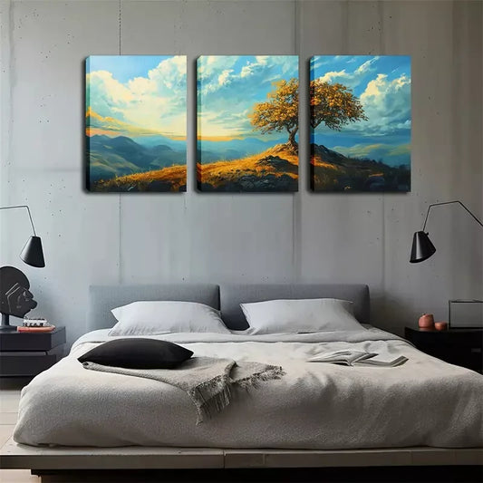 3pcs Towering Tree, Attractive Artwork Wall Art Set Canvas Framed 40x60cm - High Quality Print 100% Australian Made Wall Canvas Ready to Hang