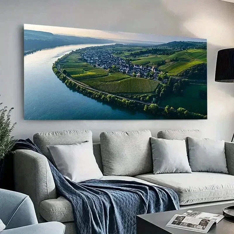 Greenery and Rolling Hills wall canvas office home room framed 120x60cm