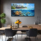 Island Thatched Hut And Coral Wall Art Canvas Office Home Room Framed 80x45cm