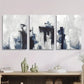 3pcs Abstract Blue and Gray Oil Painting Metal Print Ready to Hang Art
