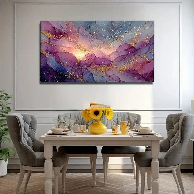 Abstract Gilded Painting Wall Art Canvas Office Home Room Framed 80x45cm
