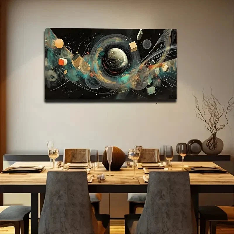 Meandering Lines Modern Wall Art Canvas Office Home Room Framed 80x45cm