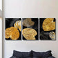 3pcs abstract geometric golden oil painting style Metal Print Ready to Hang Art