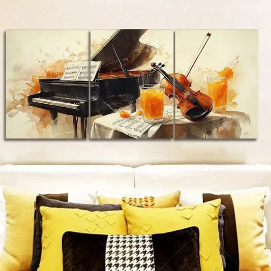 3pcs Piano and violin match Wall Art Canvas  Wall Art Set Canvas Framed 40x60cm - High Quality Print 100% Australian Made Wall Canvas Ready to Hang