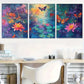3pcs Watercolor Vibrant Butterfly And for Lotus Metal Print Ready to Hang Art