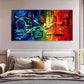 Abstract Cityscape Graffiti Wall Art Canvas Office Home Room Framed 80x45cm