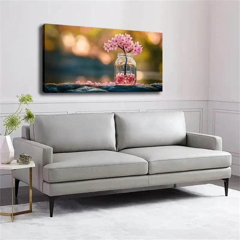 Blooming Pink Cherry Blossom Wall Art Canvas Office Home Room Framed 120x60cm