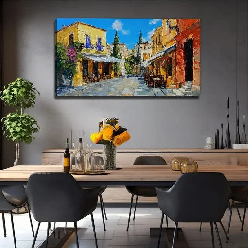 Colorful House Suitable Wall Art Canvas Office Home Room Framed 120x60cm