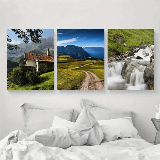 3pcs Multnomah Waterfalls Metal Print Ready to Hang Art