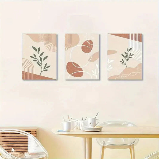 3pcs Nordic Creme Pattern Modern Metal Print Ready to Hang Art