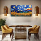 Vibrant Starry Night Sky Wheat Wall Art Canvas Office Home Room Framed 120x60cm