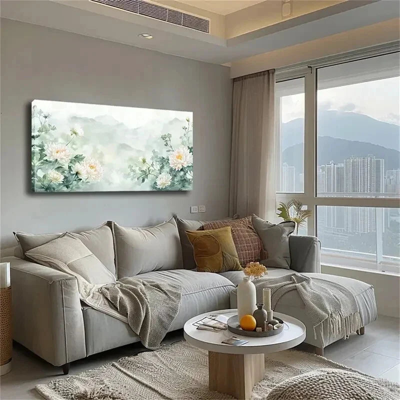 Blooming White Daisies Décor Wall Art Canvas Office Home Room Framed 120x60cm