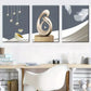 3pcs Simple modern abstract geometric sculpture  Wall Art Set Canvas Framed 40x60cm - High Quality Print 100% Australian Made Wall Canvas Ready to Hang