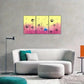 3pcs People playing bubbles, lawn, blue sky Metal Print Ready to Hang Art