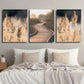 3pcs Outdoor Botanical Pampas Grass Trees Metal Print Ready to Hang Art