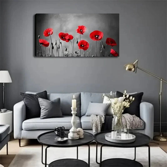 Grey Scenery Bright Flowers Wall Art canvas office home room framed 120x60cm