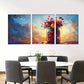 3pcs  Vibrant Floral Jar Colorful Sunset Bouquet  Wall Art Set Canvas Framed 40x60cm - High Quality Print 100% Australian Made Wall Canvas Ready to Hang