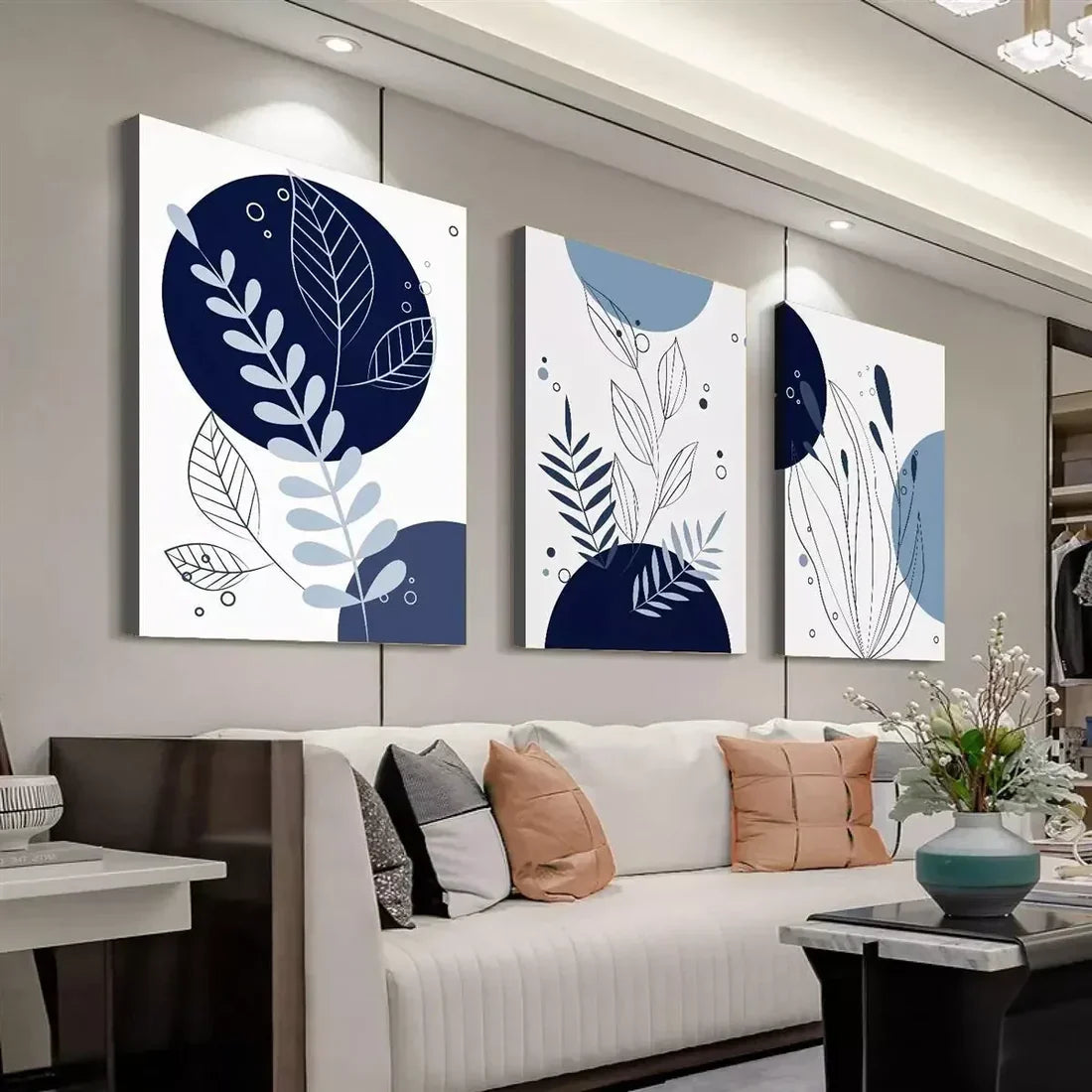 3pcs Abstract Geometric Modern Minimalist Wall Art Set Canvas Framed 60x90cm - High Quality Print 100% Australian Made Wall Canvas Ready to Hang