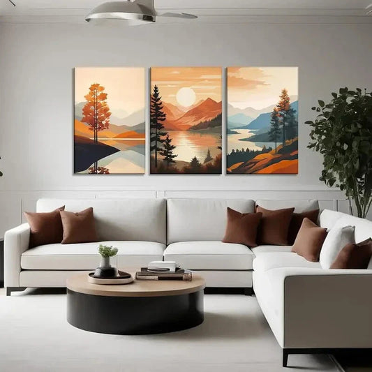 3pcs Forest Landscape Pictures Sunset Metal Print Ready to Hang Art