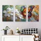 3pcs Colorful Butterfly and Flower Nature Metal Print Ready to Hang Art