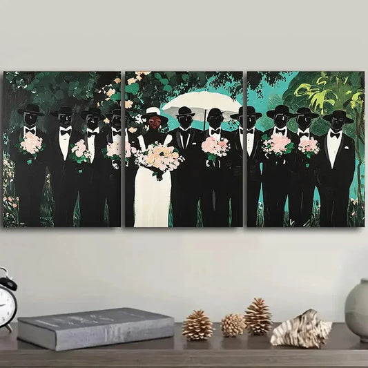3pcs At the funeral Art Painting  Metal Print Ready to Hang Art