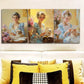 3pcs Afternoon Time Girl with Dog Art Painting Metal Print Ready to Hang Art