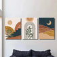 3pcs Sun Moon Tropical Plants, Metal Print Ready to Hang Art