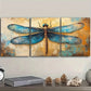 3pcs Blue Dragonfly Wall Art Set Canvas Framed 40x60cm - High Quality Print 100% Australian Made Wall Canvas Ready to Hang