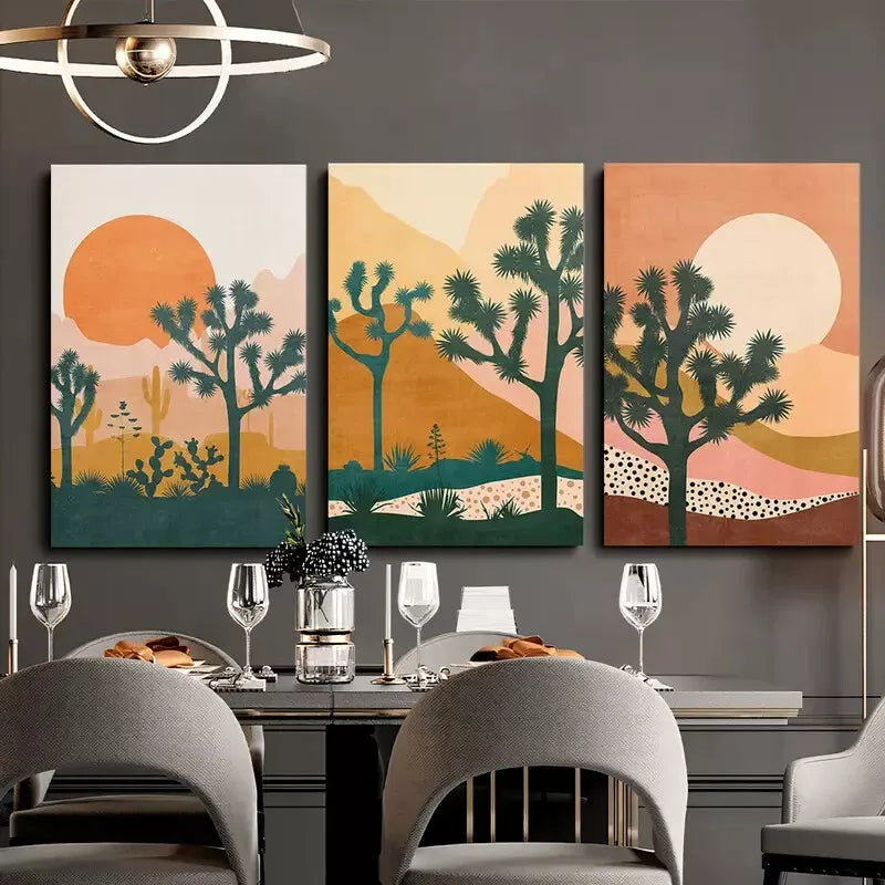3pcs Joshua Tree Art Print Large Bohemian Canvas Framed 40x60cm - High Quality Print 100% Australian Made Wall Canvas Ready to Hang