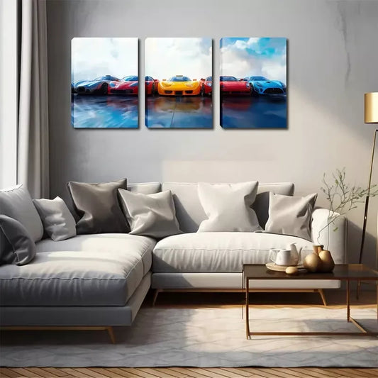 3pcs Several Cool Sports Cars,  Wall Art Set Canvas Framed 40x60cm - High Quality Print 100% Australian Made Wall Canvas Ready to Hang